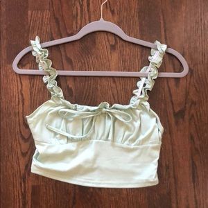 GREEN FRILL CROP TOP